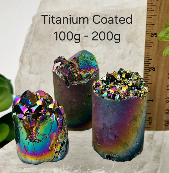 Amethyst Crystal Cluster Cylinder - Titanium Coated or Angel Aura - By Weight - You Choose Finish