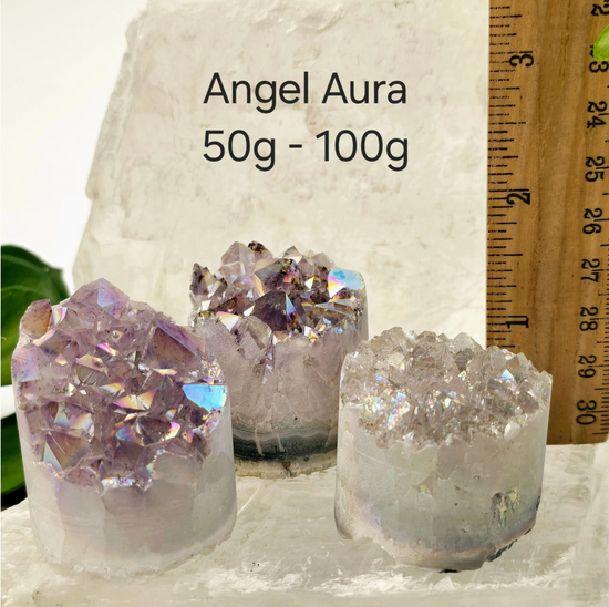 Amethyst Crystal Cluster Cylinder - Titanium Coated or Angel Aura - By Weight - You Choose Finish