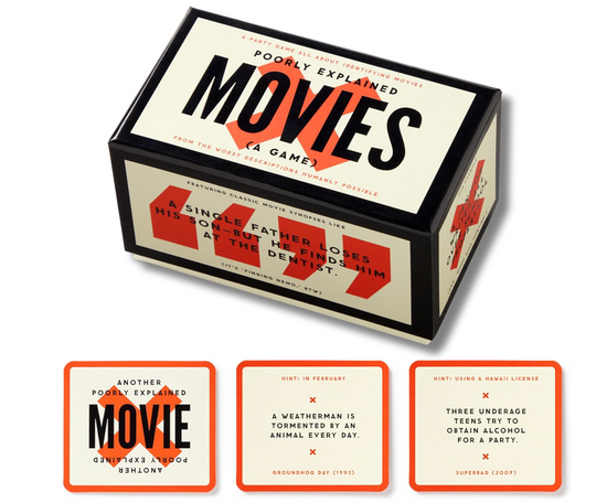 Brass Monkey Poorly Explained Movies – Party Game with 300 Cards Featuring Uniquely Terrible Descriptions of Movies, Suitable for 2-8 Players