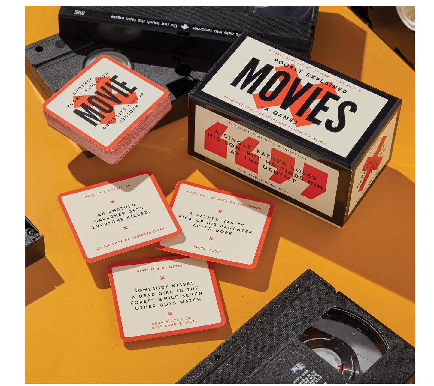 Brass Monkey Poorly Explained Movies – Party Game with 300 Cards Featuring Uniquely Terrible Descriptions of Movies, Suitable for 2-8 Players
