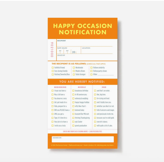 Happy Occasion Notification Notepad
