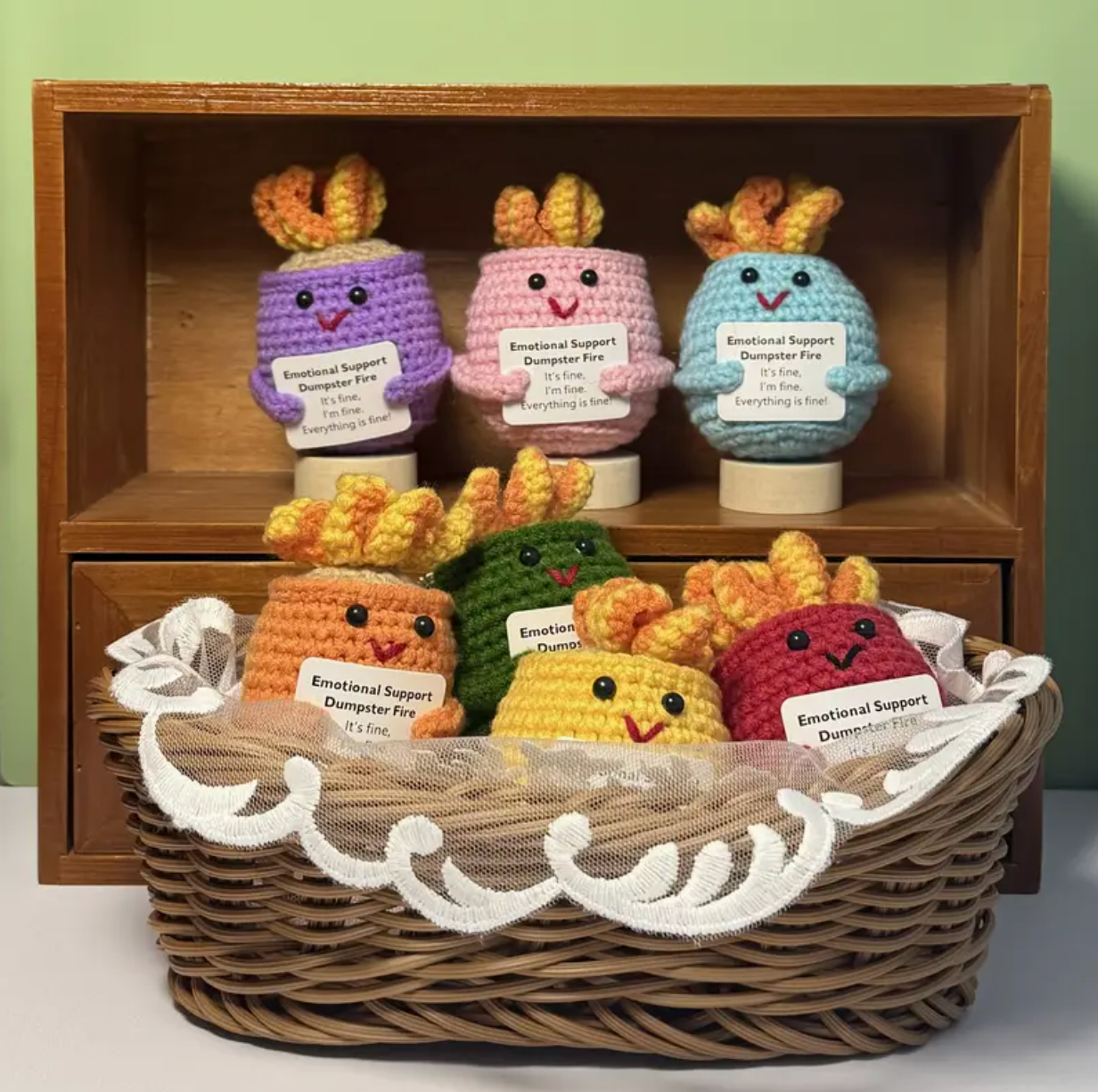 Crocheted Emotional Support Dumpster Fire (Surprise Pick)