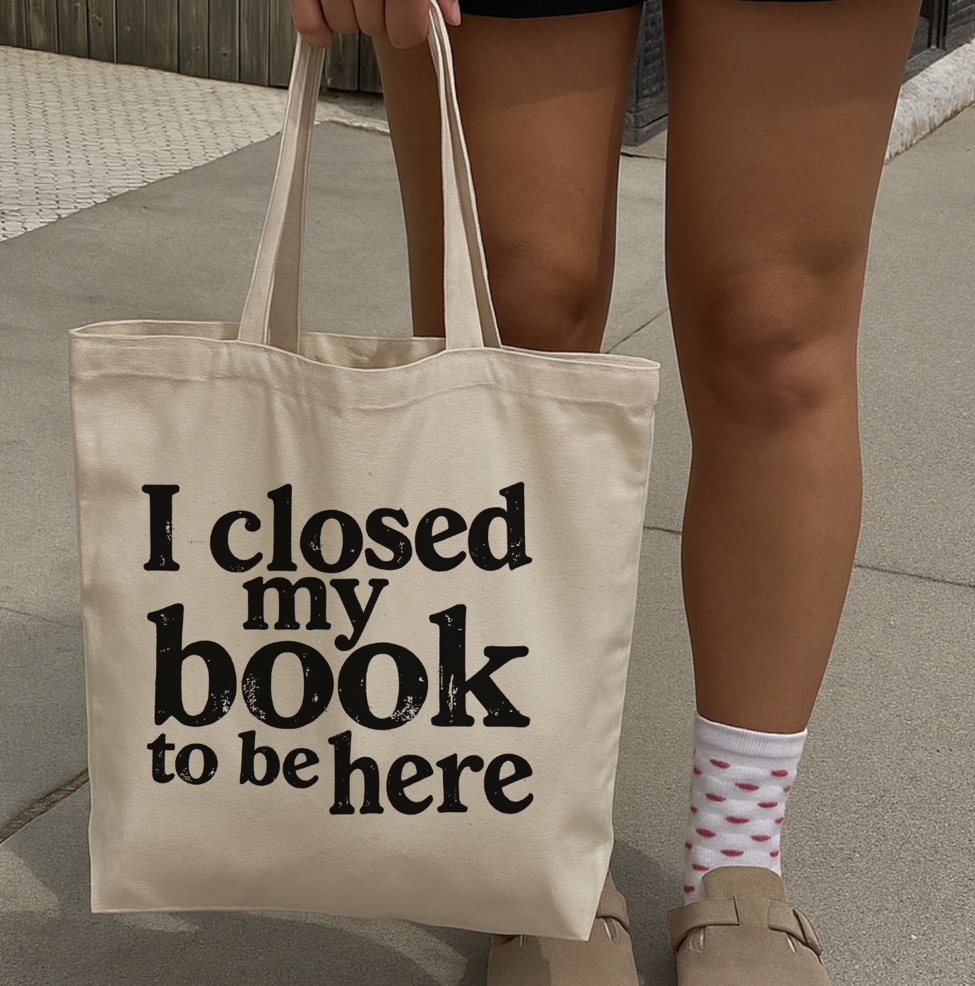 I Closed My Book To Be Here Tote Bag