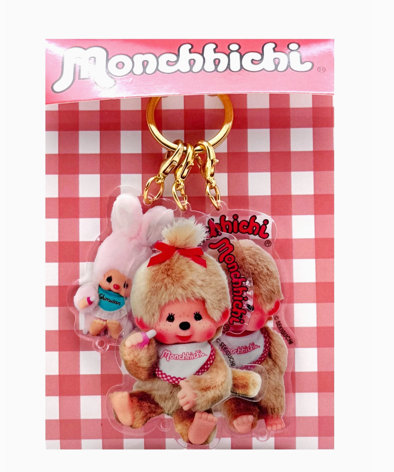 Monchhichi Beige & Chimutan 3PC Acrylic Keychain (Official Licensed)