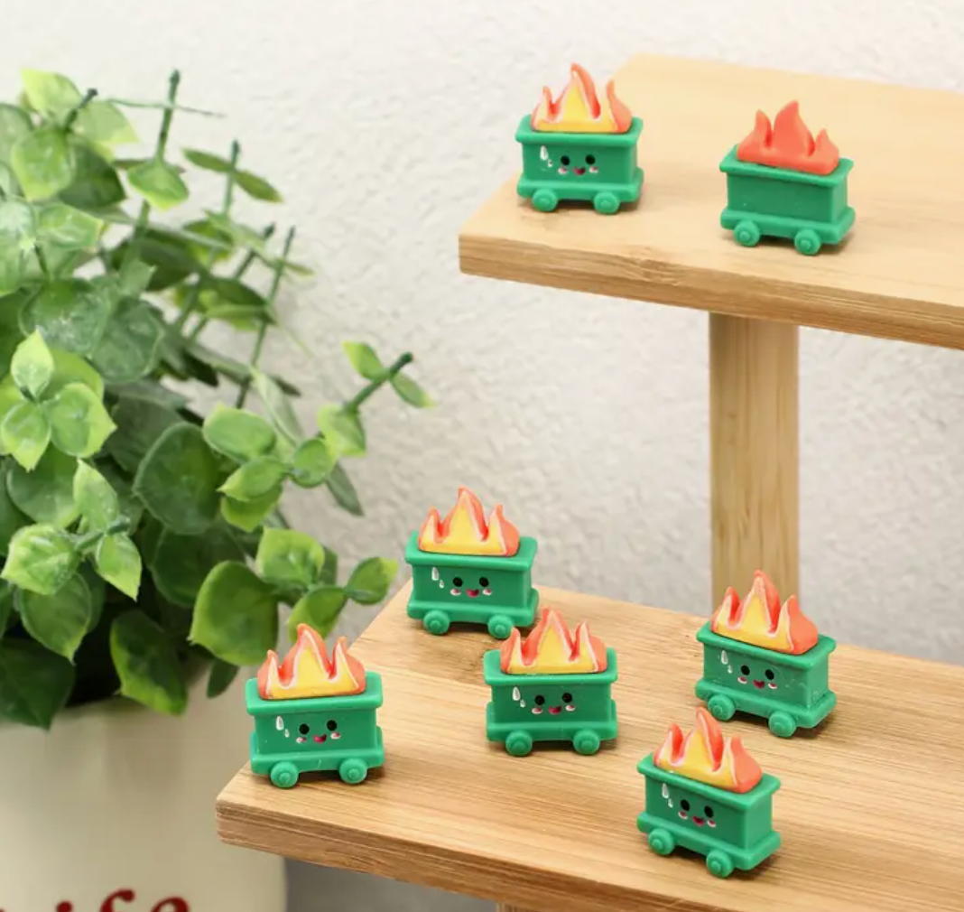 Green Mini Emotional Support Dumpster Fire