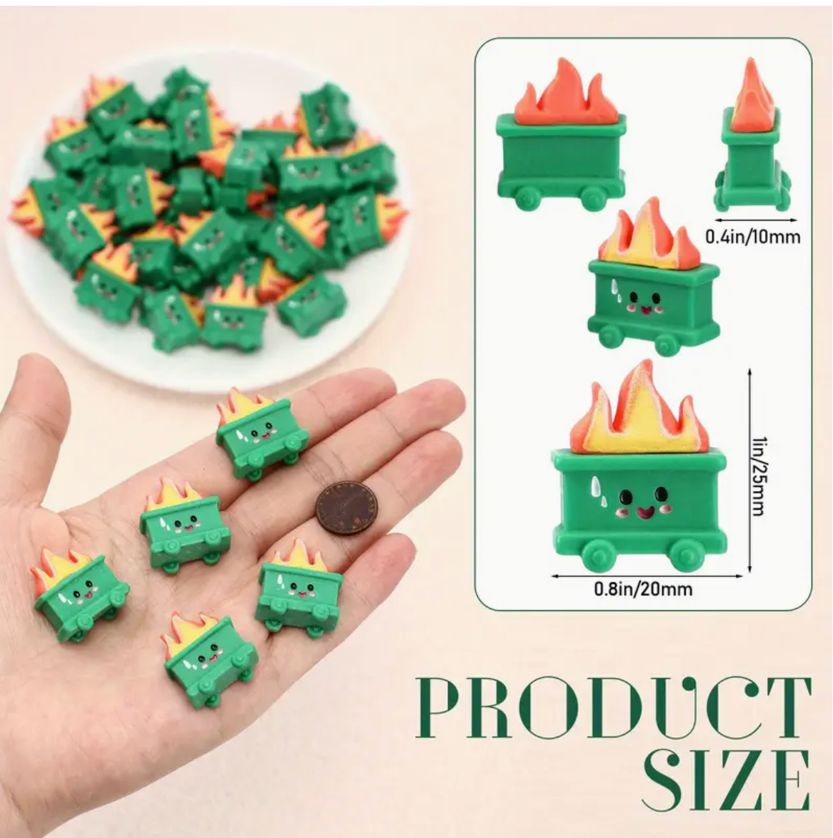 Green Mini Emotional Support Dumpster Fire