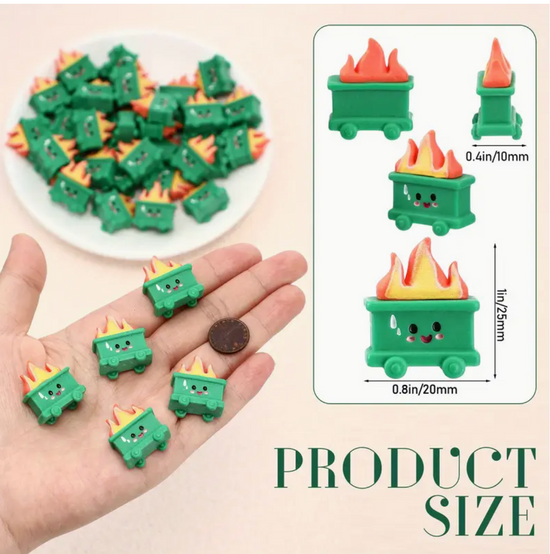 Green Mini Emotional Support Dumpster Fire