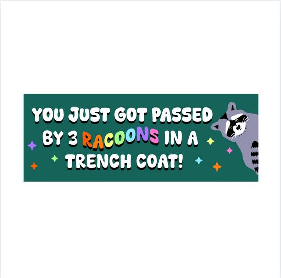 You Just Got Passed By 3 Raccoons In A Trench Coat Bumper Sticker