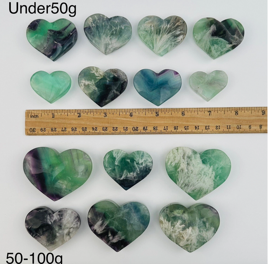 Rainbow Feathered Fluorite Crystal Heart (50-100g)