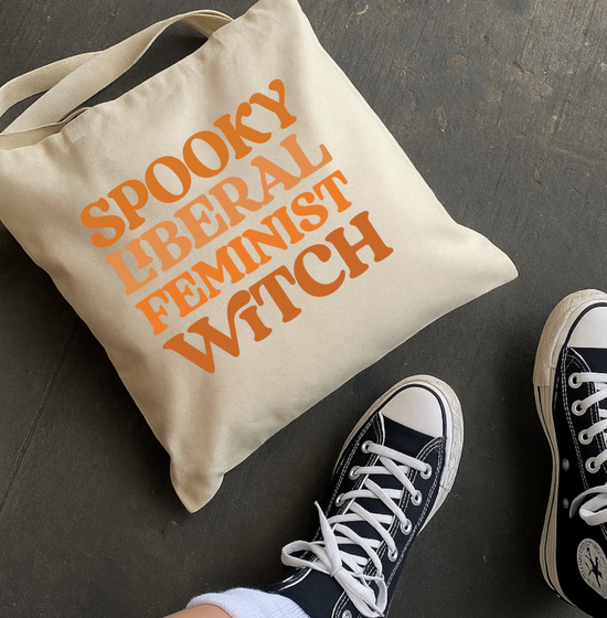 Spooky Liberal Feminist Witch Tote Bag
