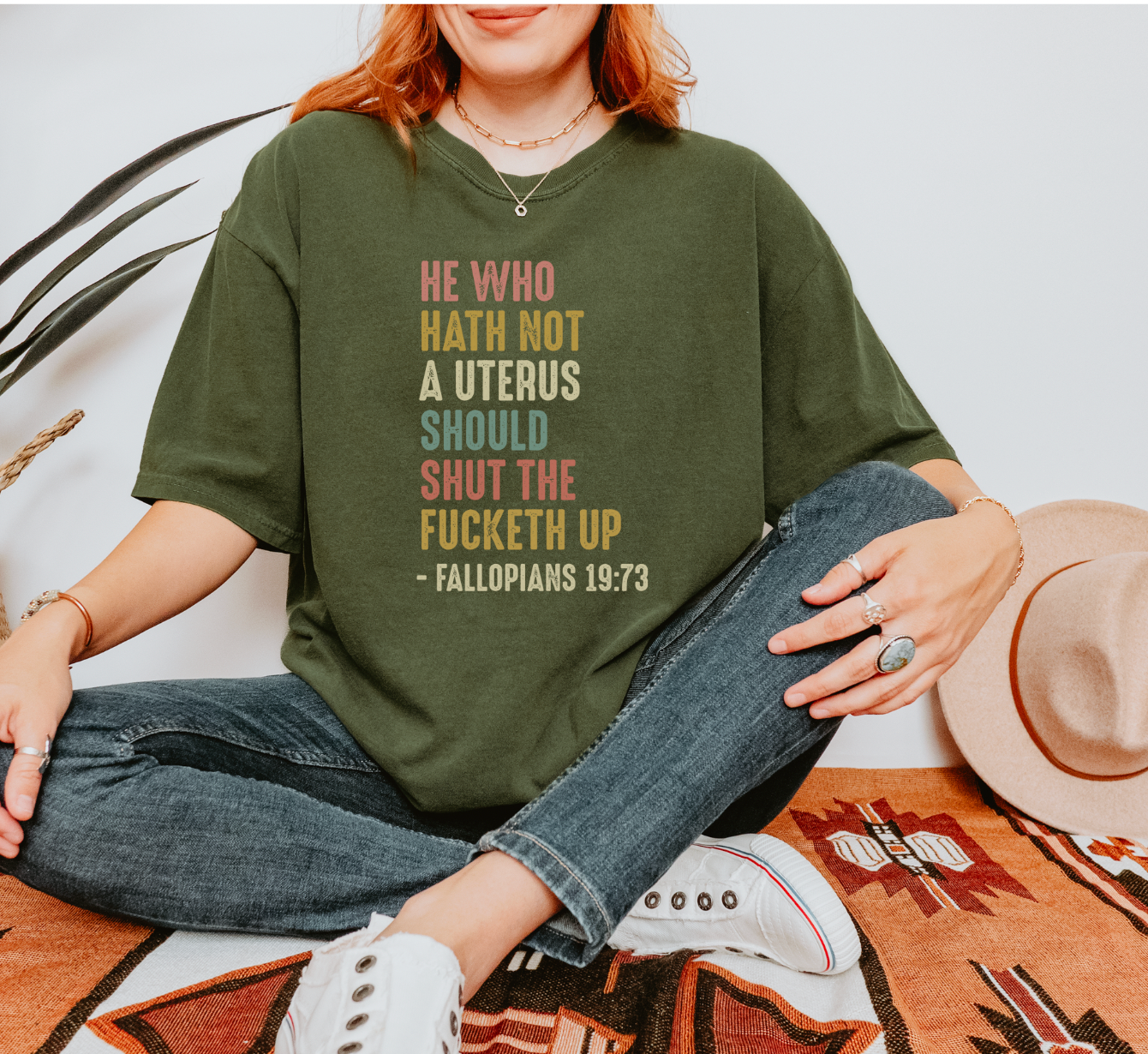 He Who Hath Not A Uterus Should Shut The Fucketh Up - Fallopians 19:73 Unisex Tee