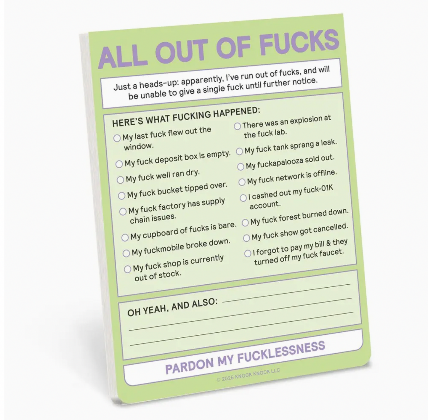 All Out Of Fucks Notepad - 50 sheets
