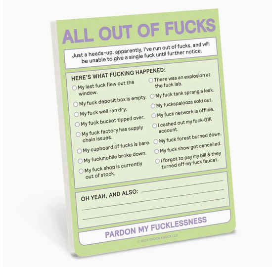 All Out Of Fucks Notepad - 50 sheets