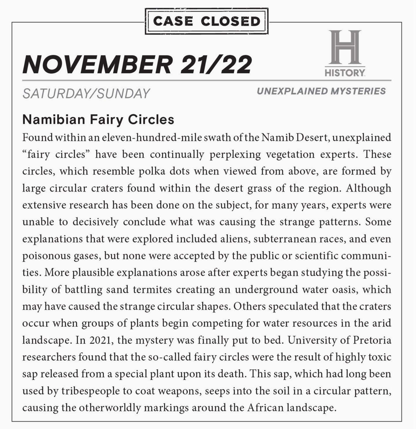 2026 History Channel Unexplained Mysteries Boxed Calendar