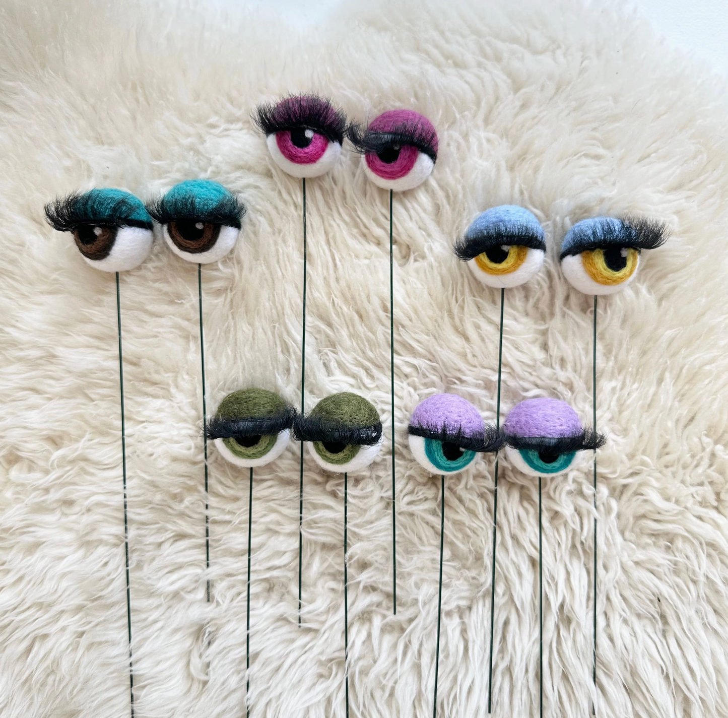 Hand-Felted Planter Eyeballs with Eyelashes