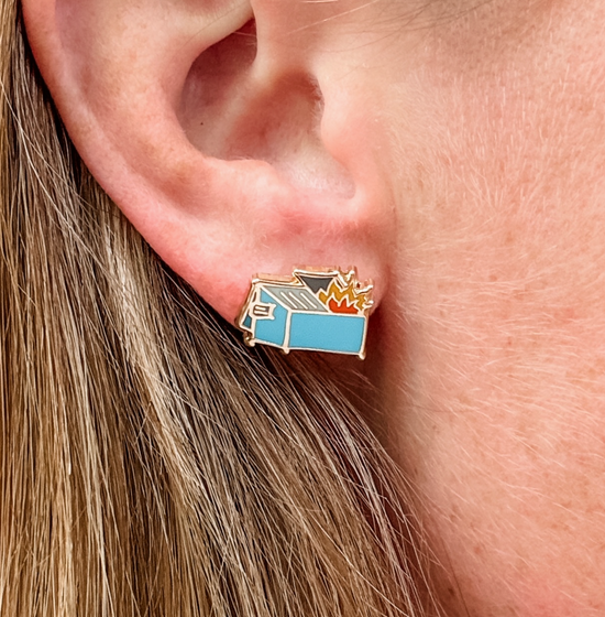 Dumpster Fire 22k Gold Plated Earrings