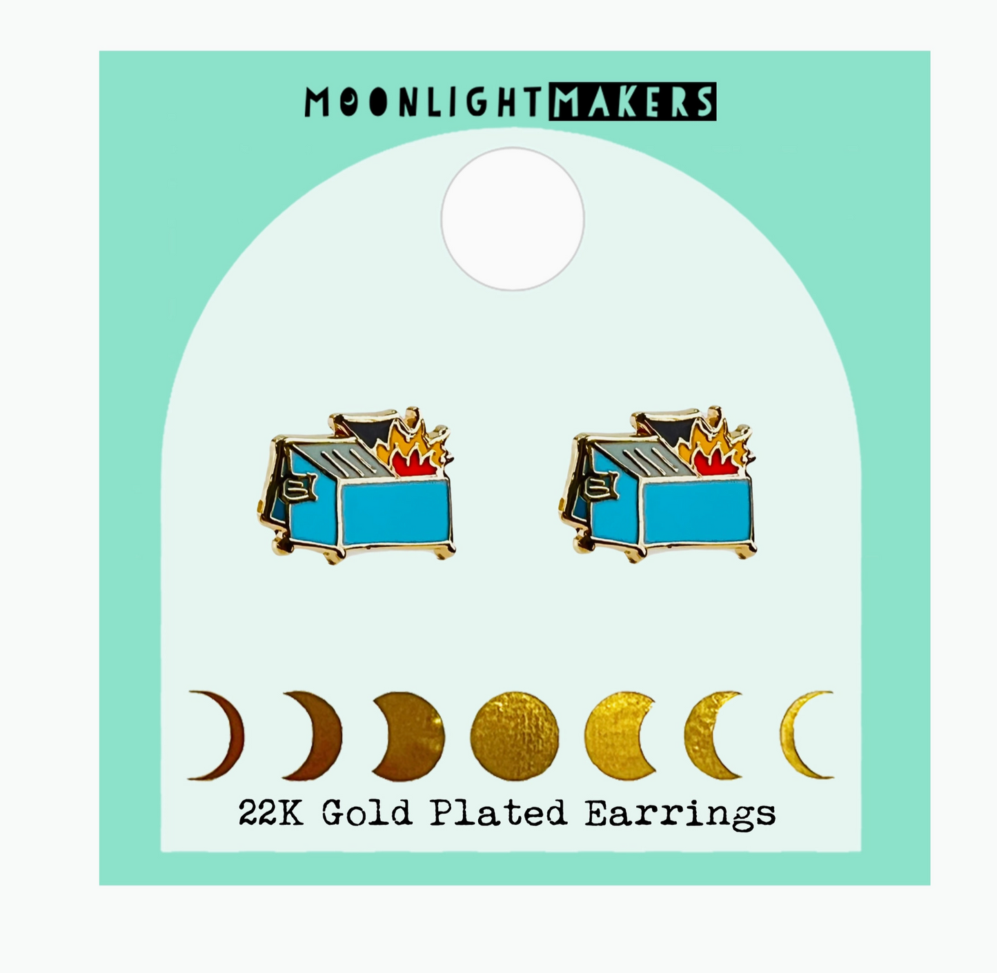 Dumpster Fire 22k Gold Plated Earrings