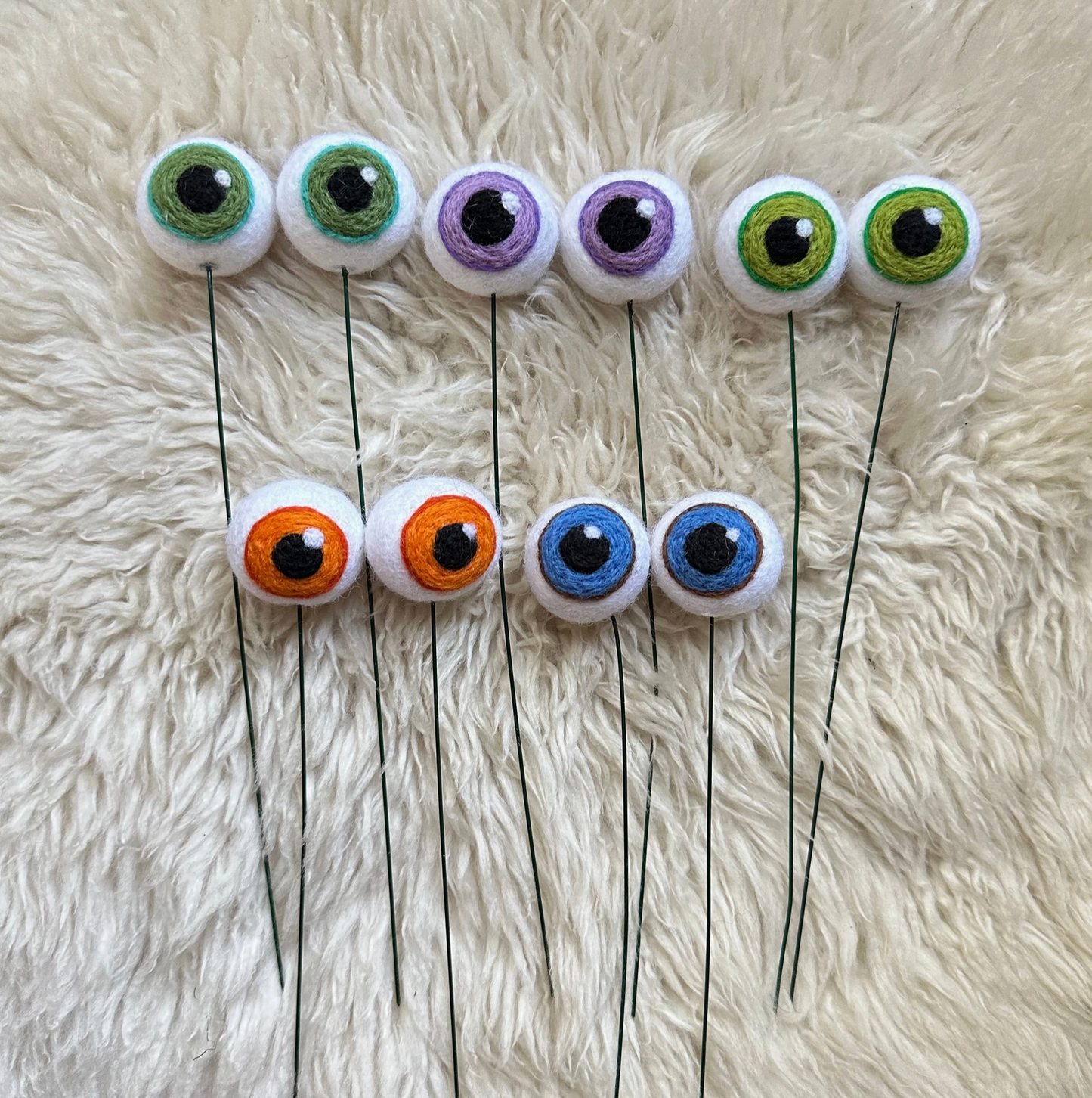 Hand-Felted Plant Eyes (No Eyelashes)