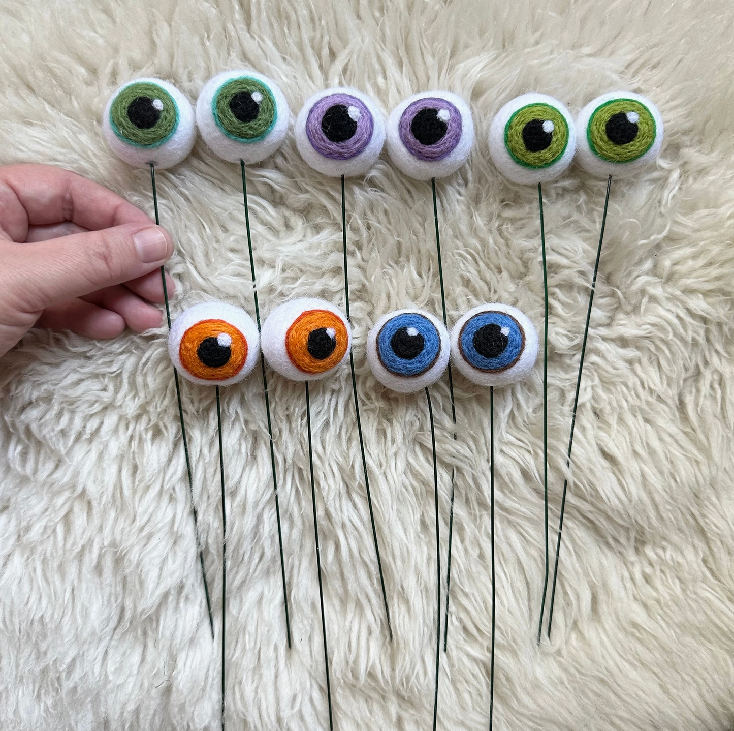 Hand-Felted Plant Eyes (No Eyelashes)