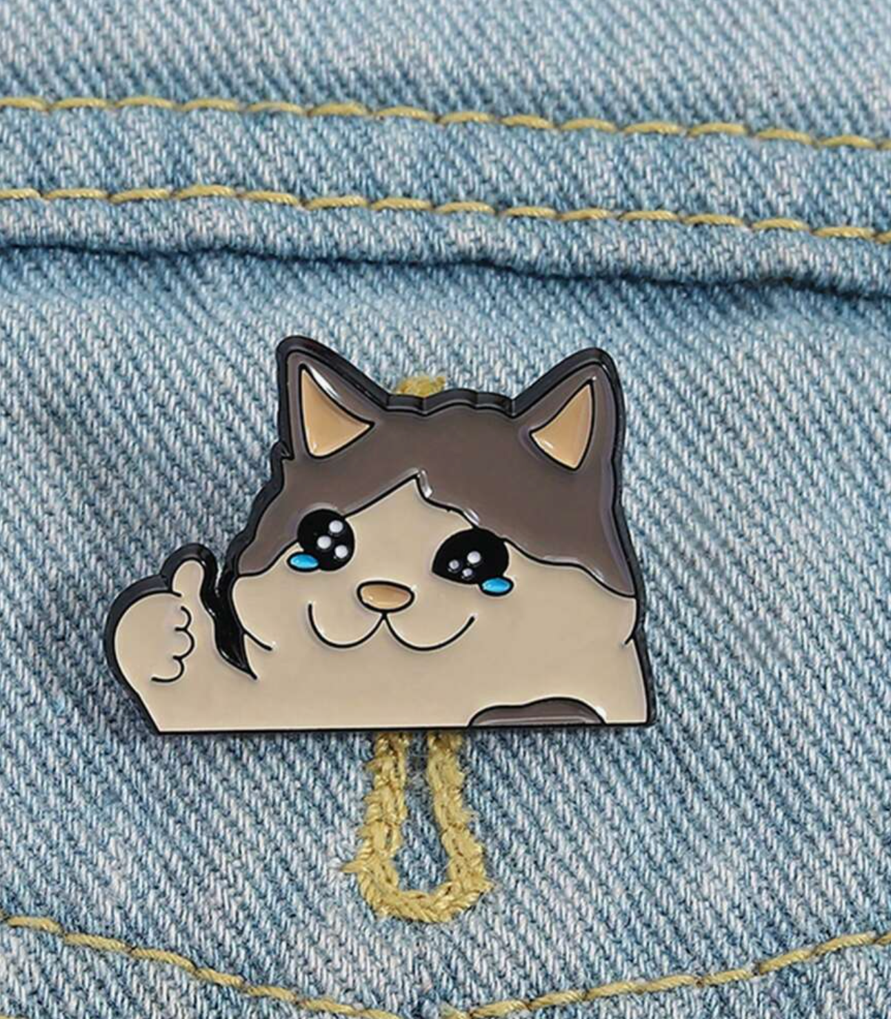 Thumbs Up Cat Pin