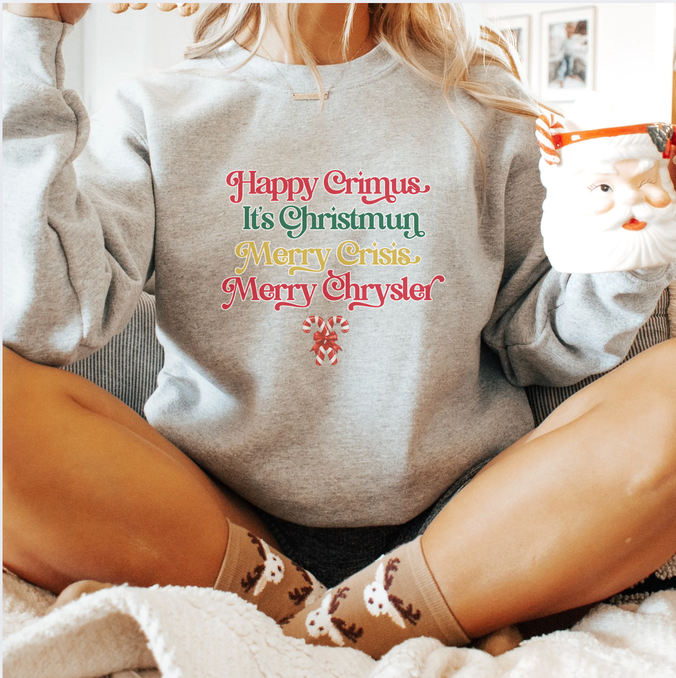 Happy Crimus It's Christmun Merry Crisis Merry Chrysler Unisex Sweatshirt