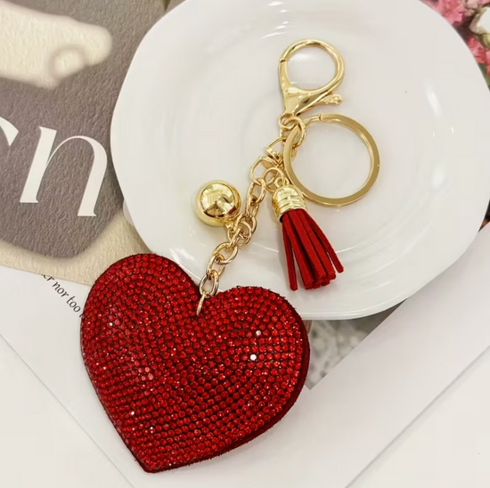 Red Glitter Heart Keychain