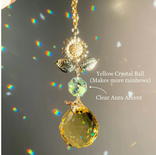 Crystal Sunflower Bee Suncatcher