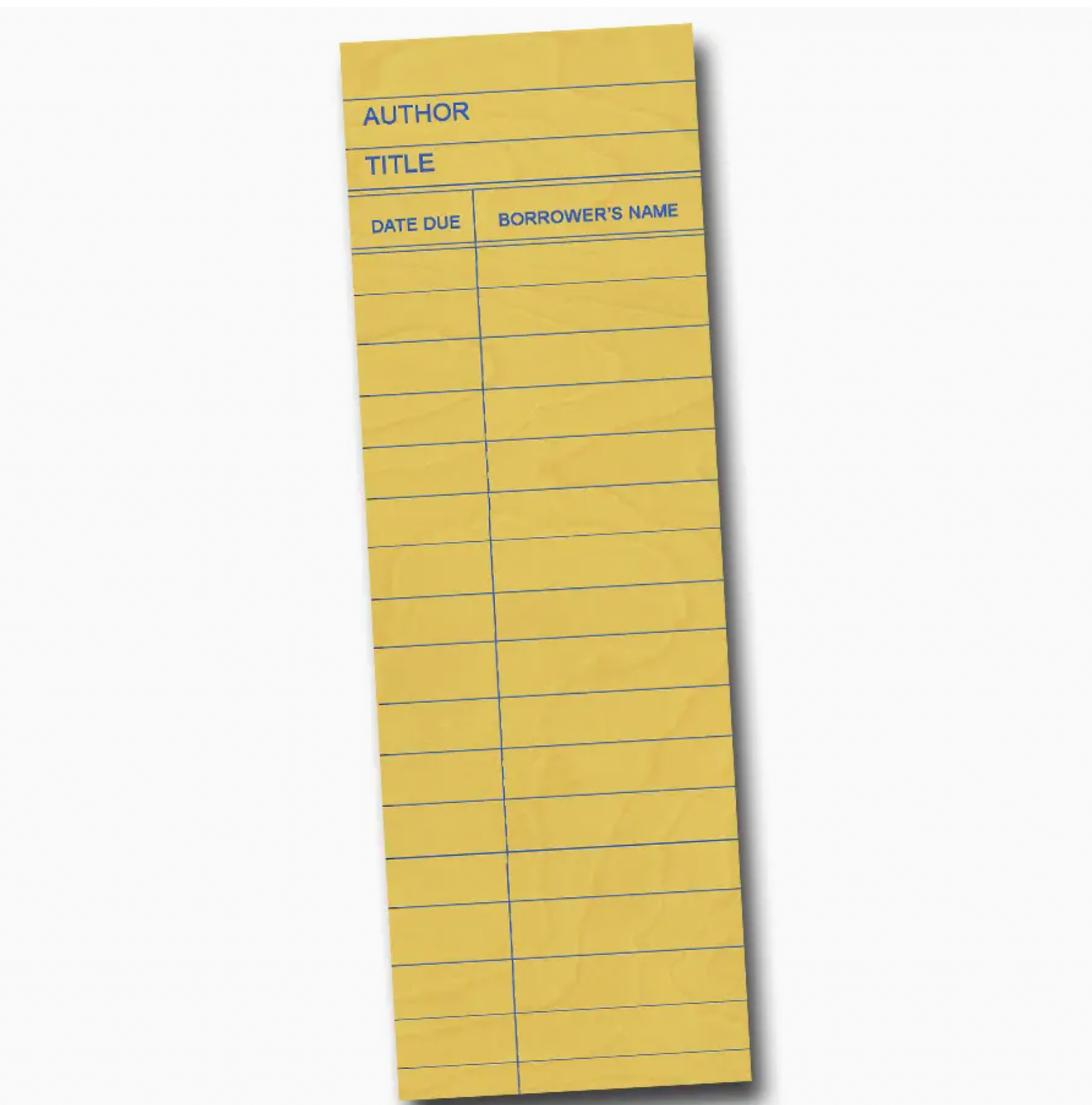 Yellow Library Card Wooden Bookmark