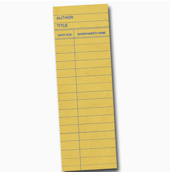 Yellow Library Card Wooden Bookmark