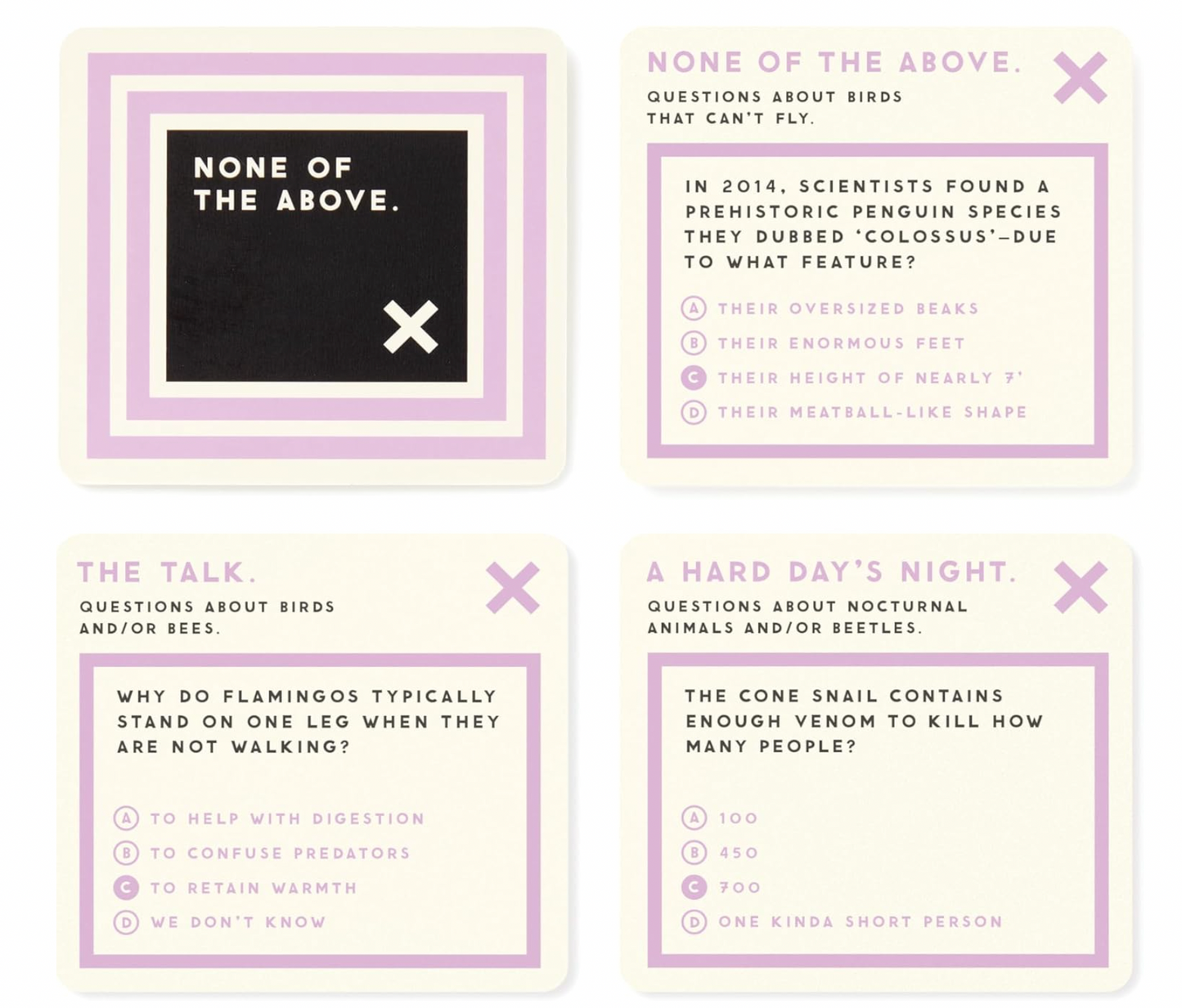 Useless Animal Trivia Card Game Set