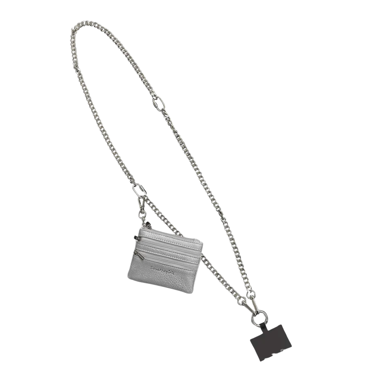 Clip & Go Chain -  Silver Chain with Silver Zipper Pouch