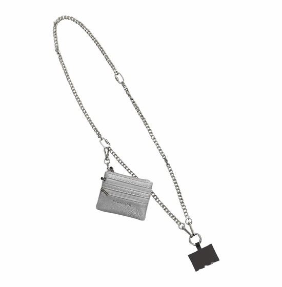 Clip & Go Chain -  Silver Chain with Silver Zipper Pouch