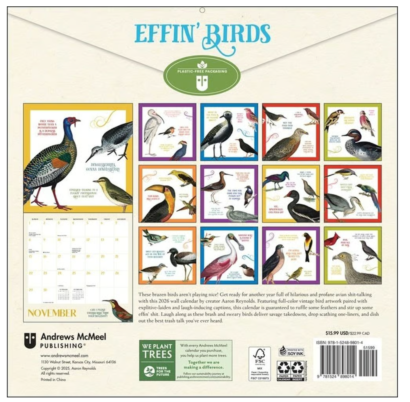 Effin Birds 2026 Wall Calendar