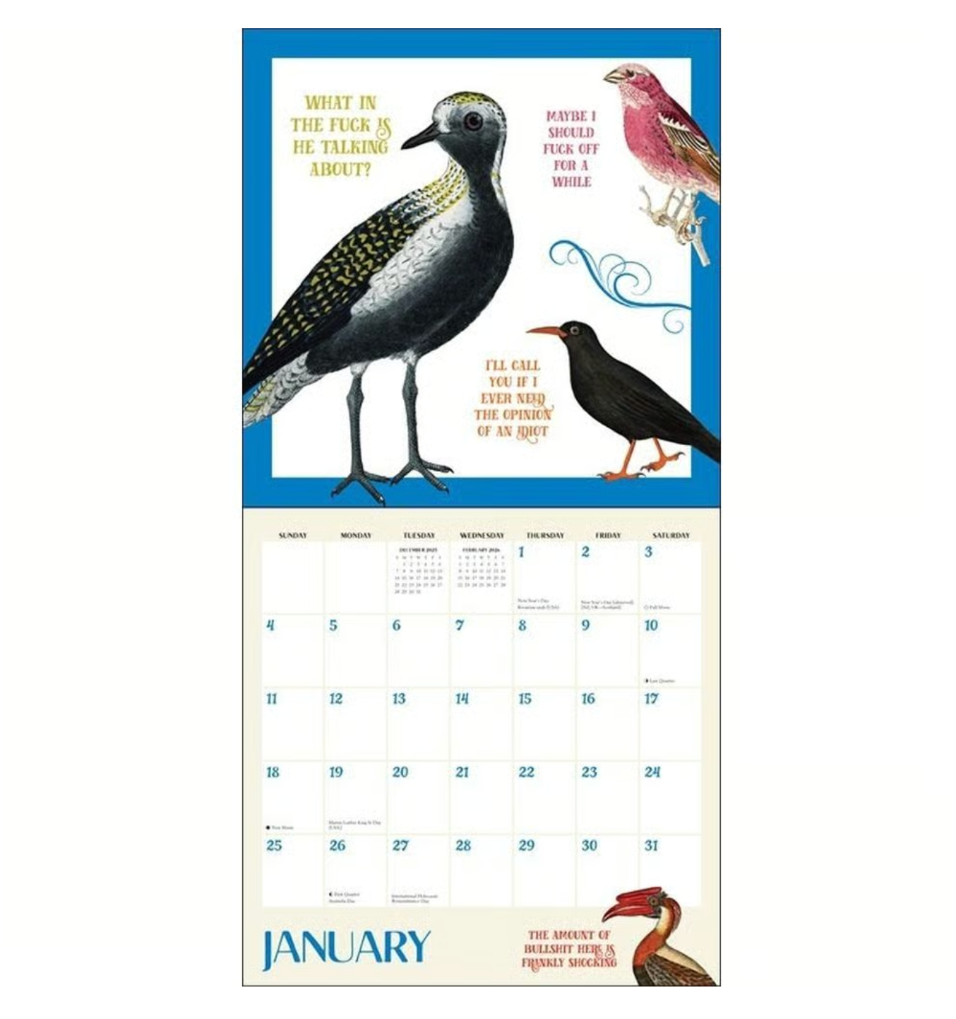 Effin Birds 2026 Wall Calendar