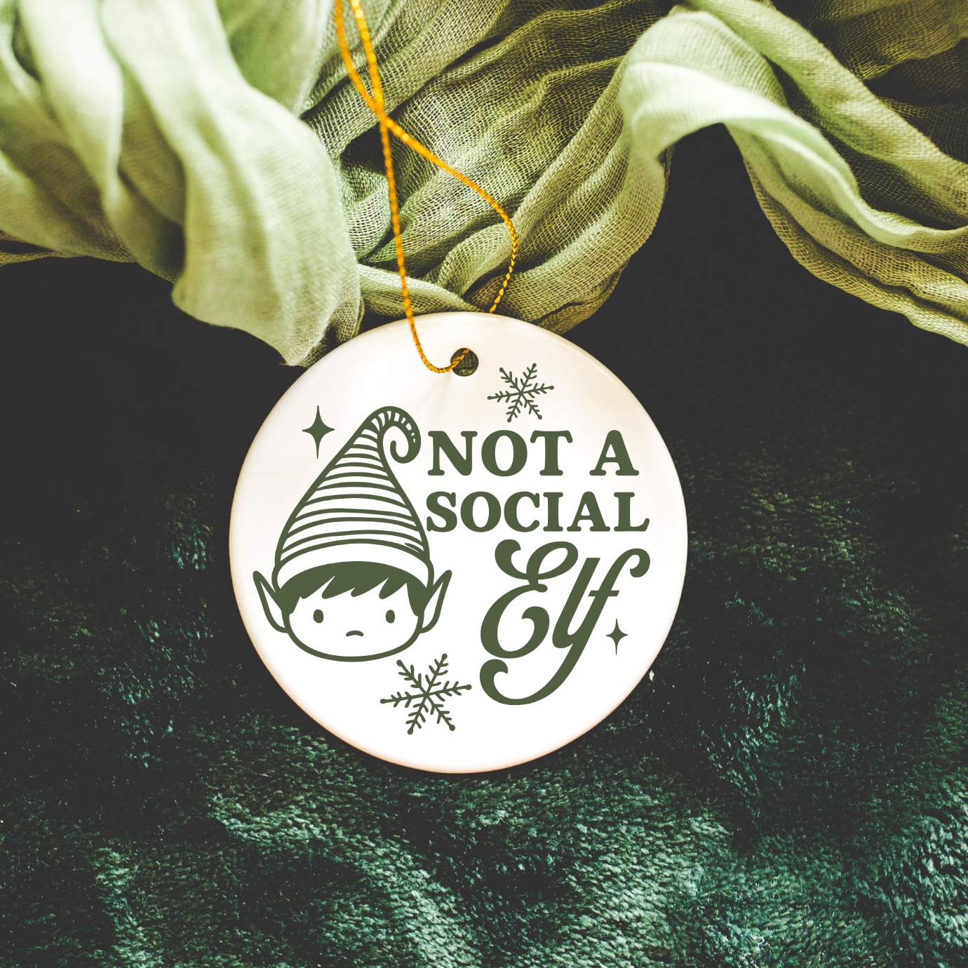 Not A Social Elf Ornament