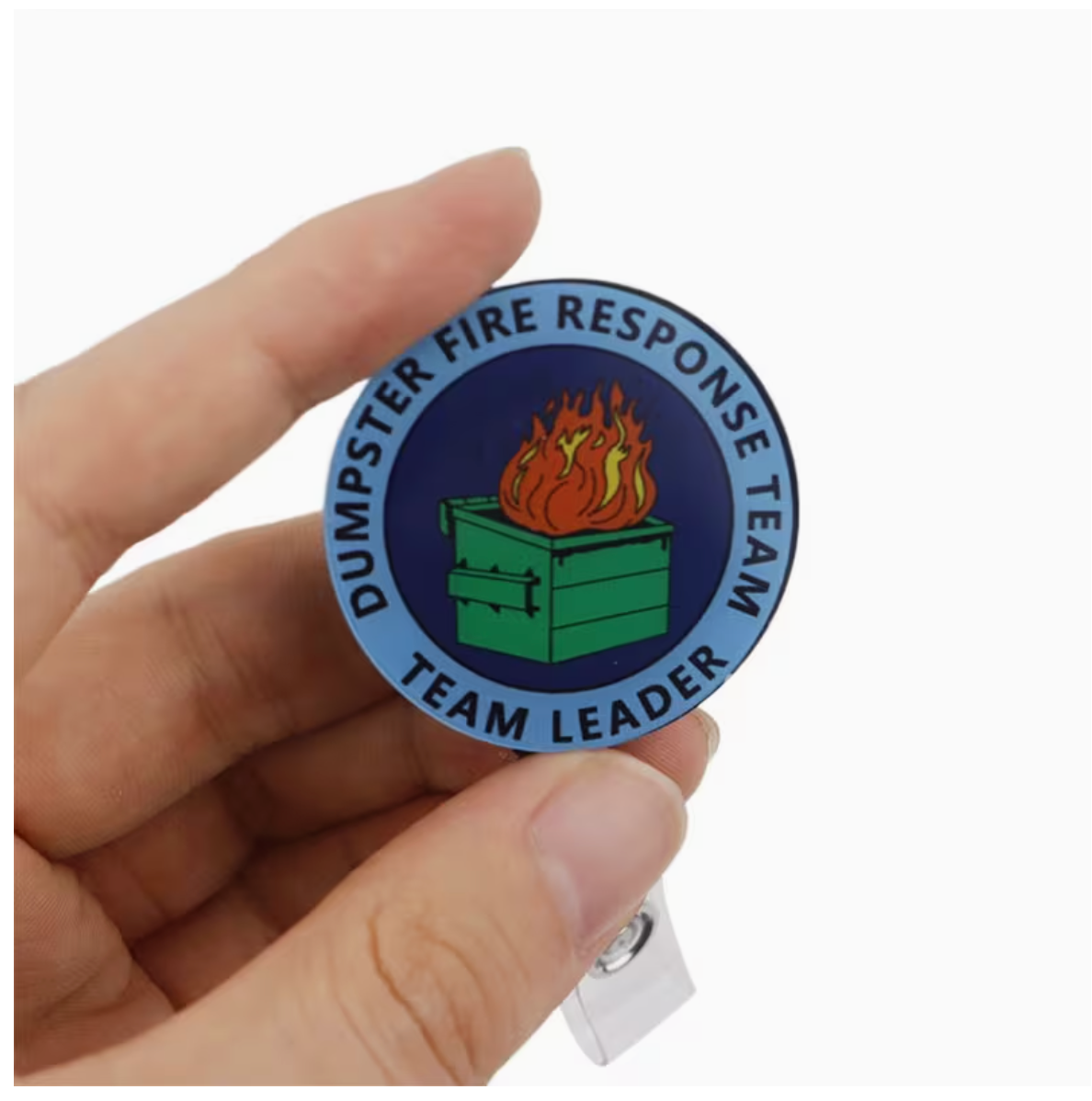 Dumpster Fire Response Team Team Leader Badge Reel (Blue Design)