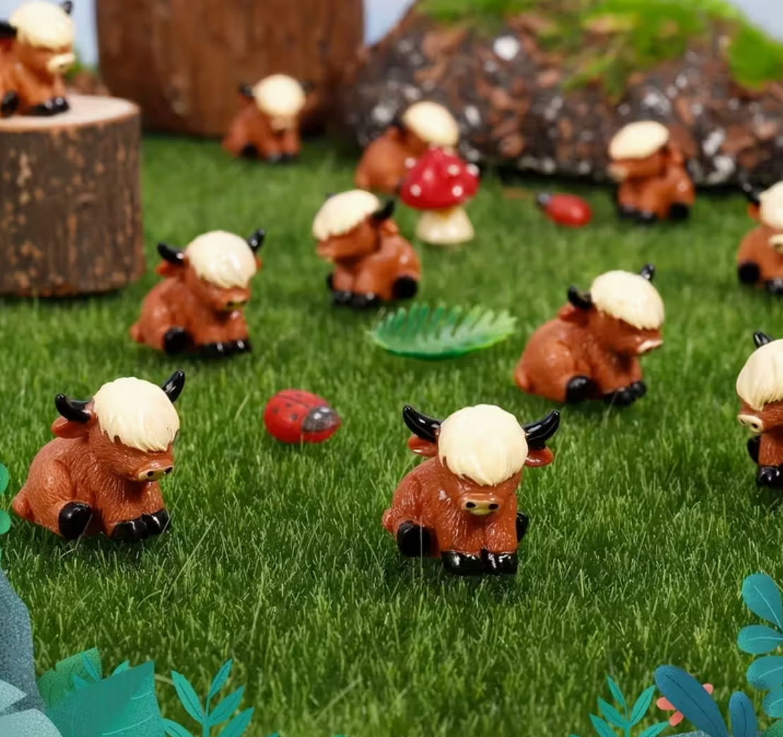 Mini Highland Cow Figurine