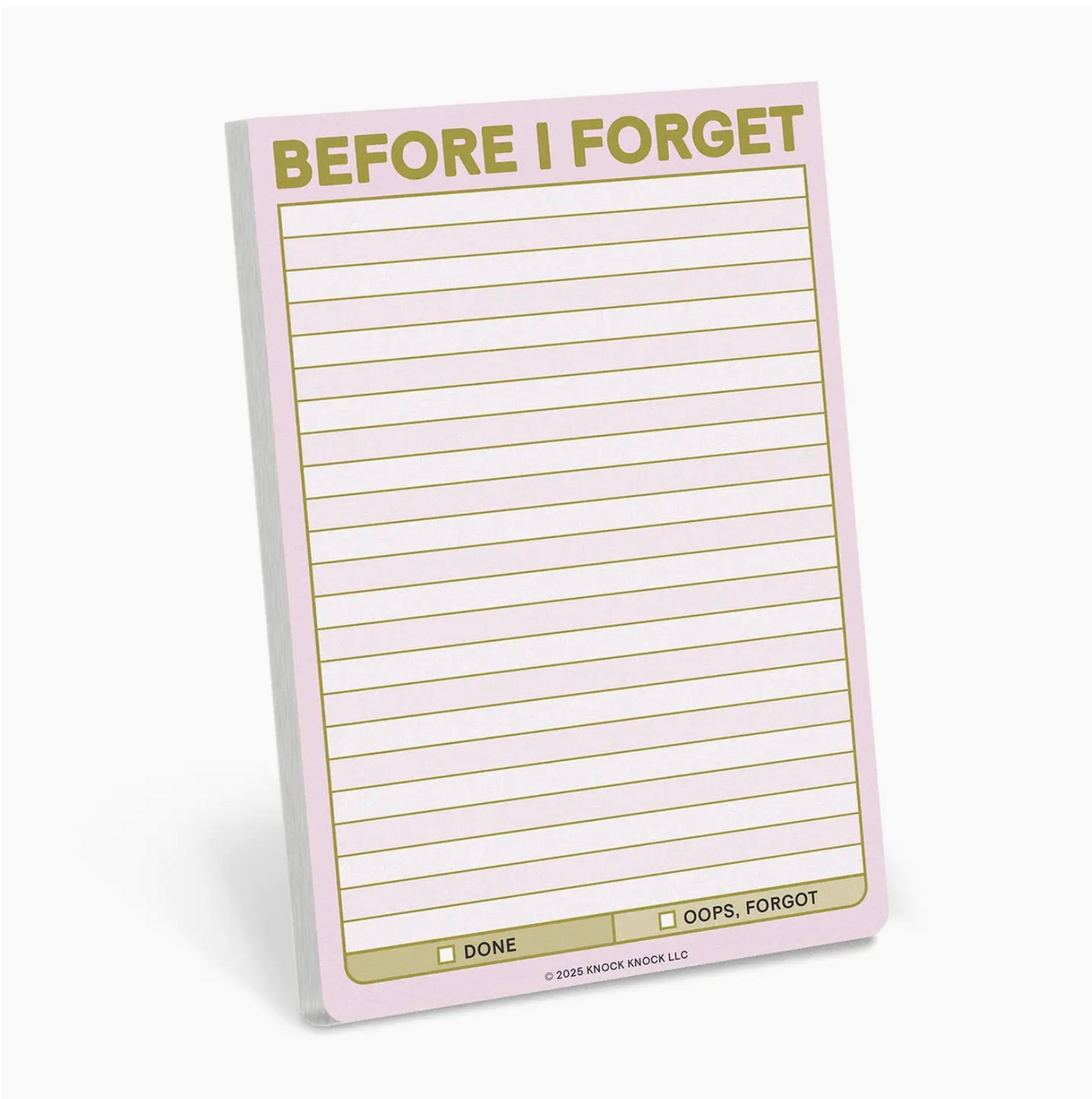 Before I Forget Sticky Notepad