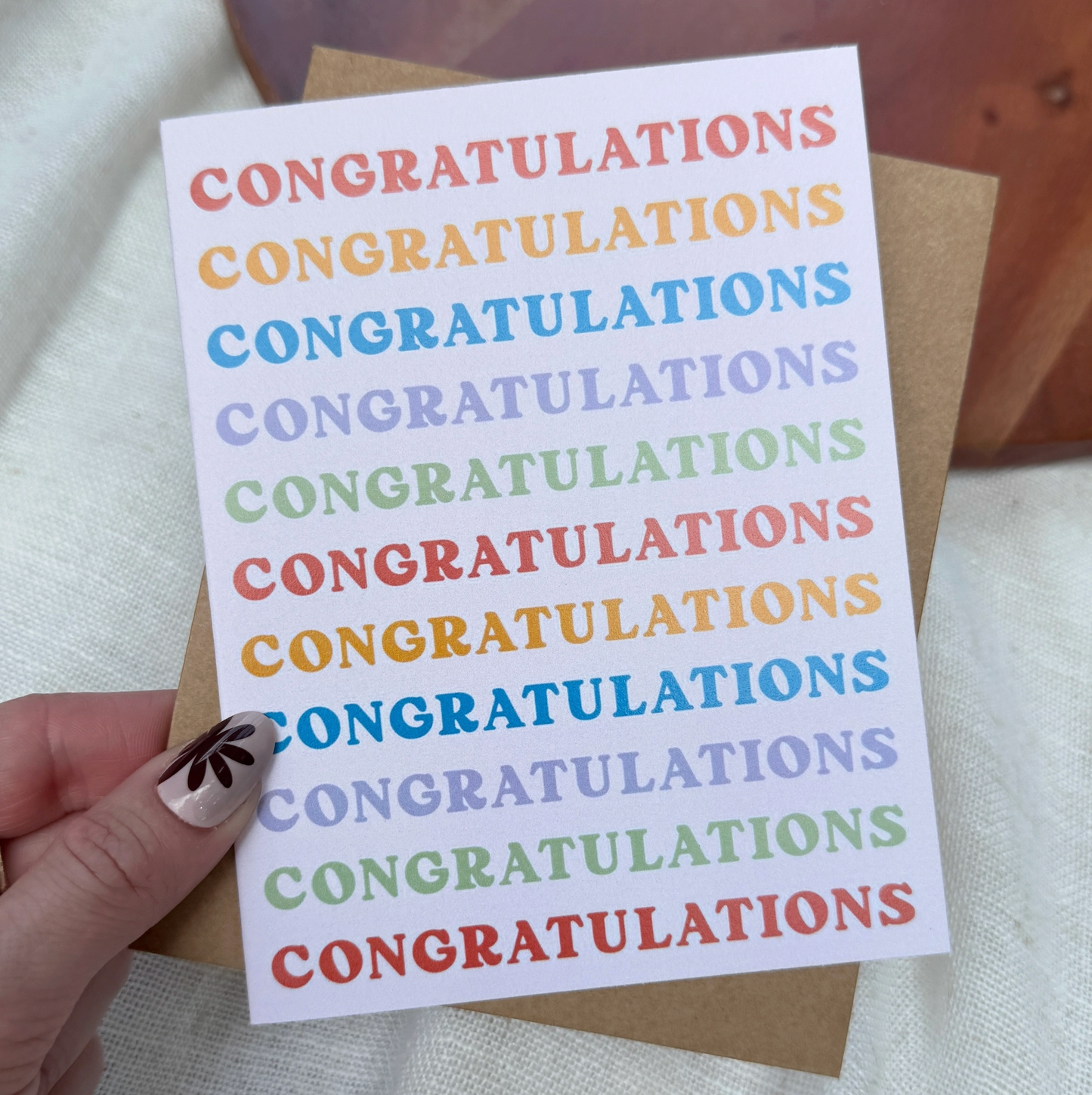 Congratulations Multicolor Stack Text Card