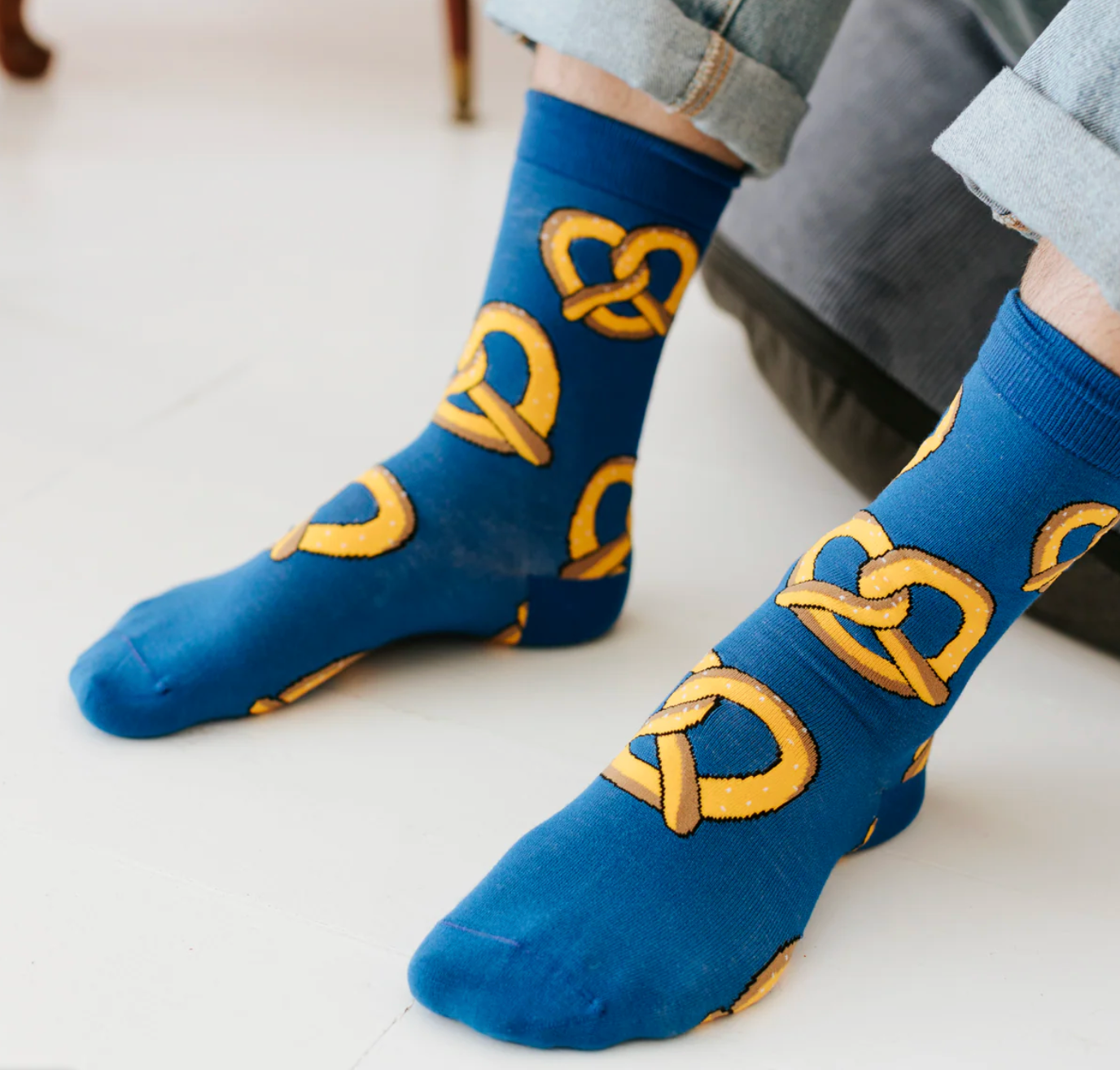 Soft Golden Pretzel Socks
