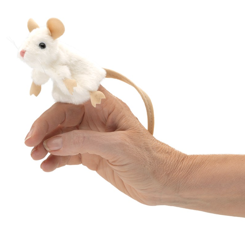 Mini White Mouse Finger Puppet