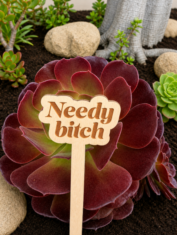 Needy Bitch Wooden Plant Stake