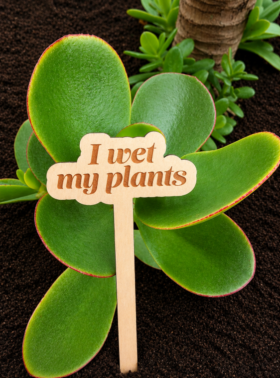 I Wet My Plants Wooden Plant Stake