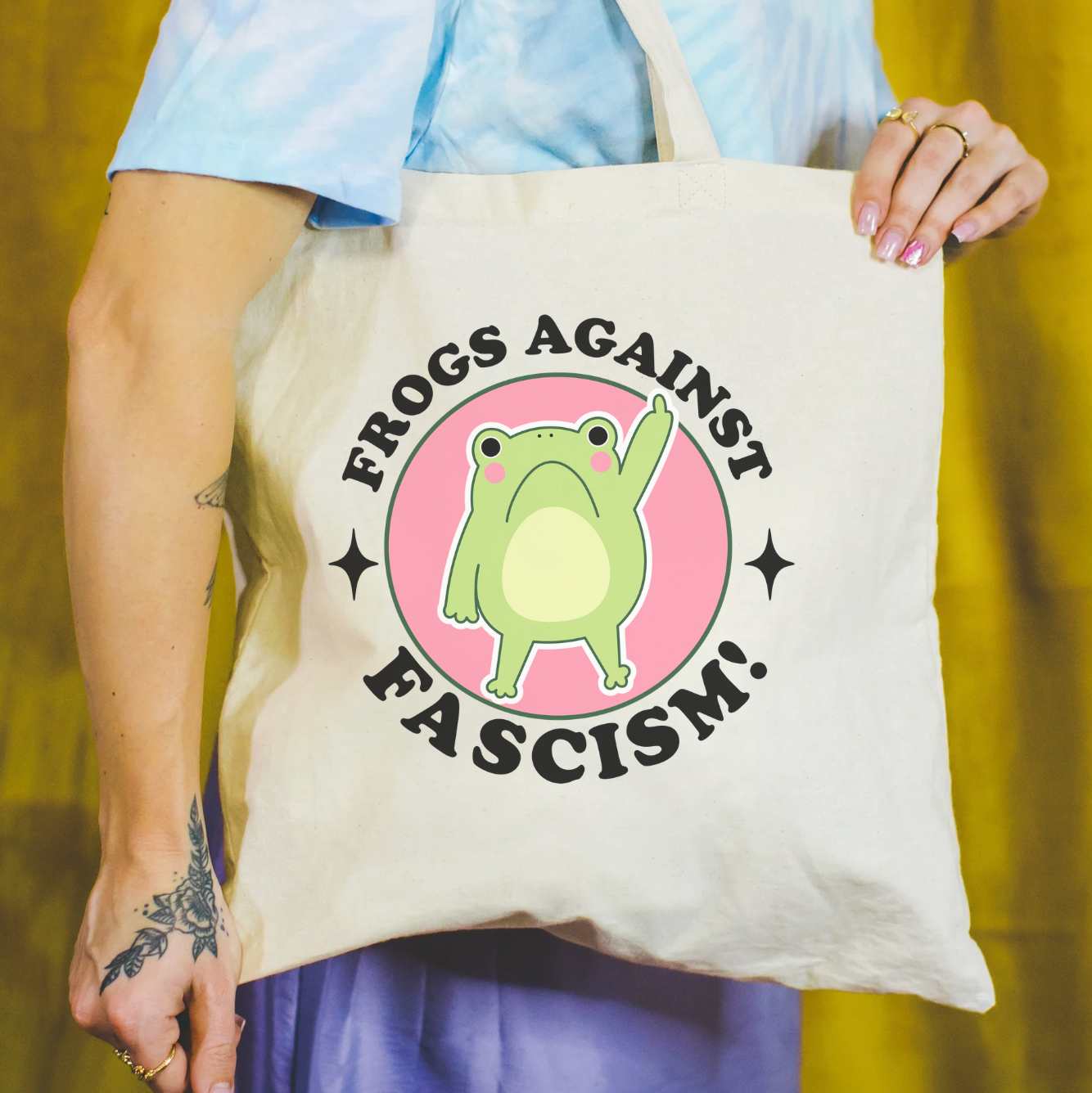 Frogs Against Fascism Tote Bag