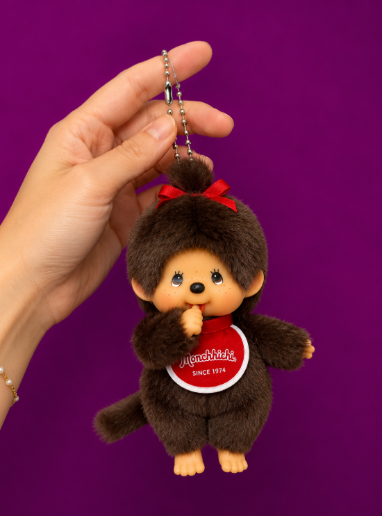 Monchhichi Girl Plush Keychain