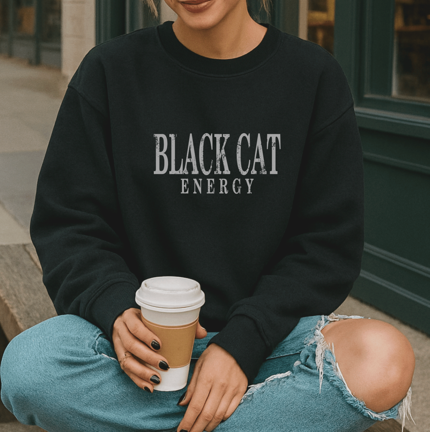 Black Cat Energy Unisex Sweatshirt