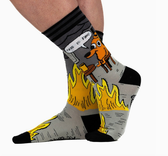 This Is Fine: Noir Edition Crew Socks