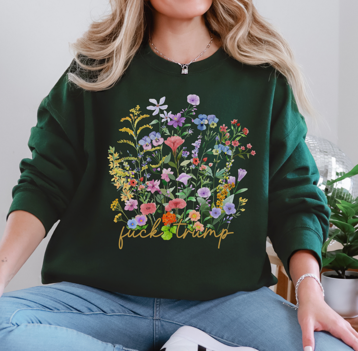 "Hidden" Fuck Trump Floral Design Unisex Sweatshirt