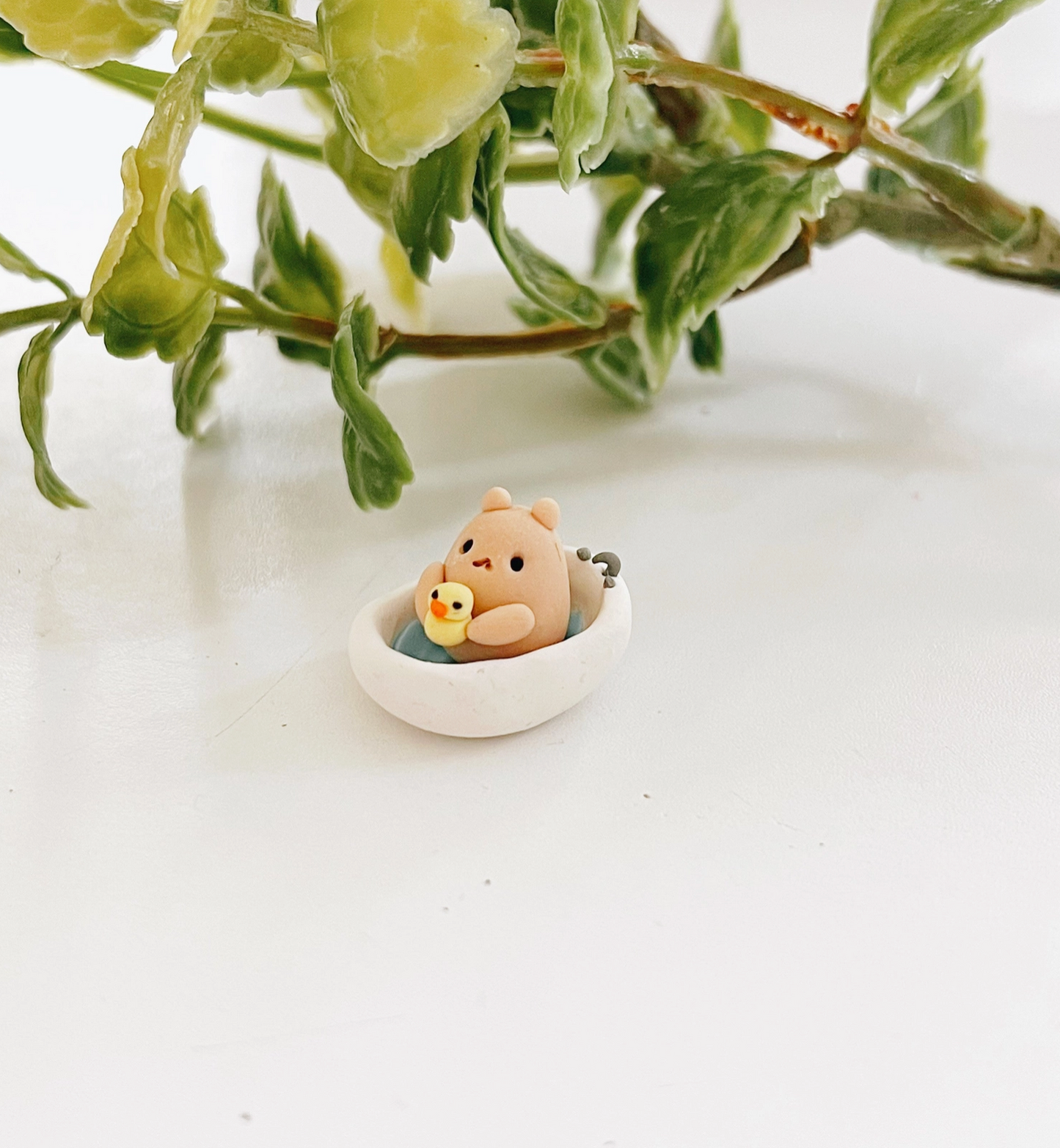 Bath Time Hammy Clay Buddy Handmade Miniature Desk Figurine