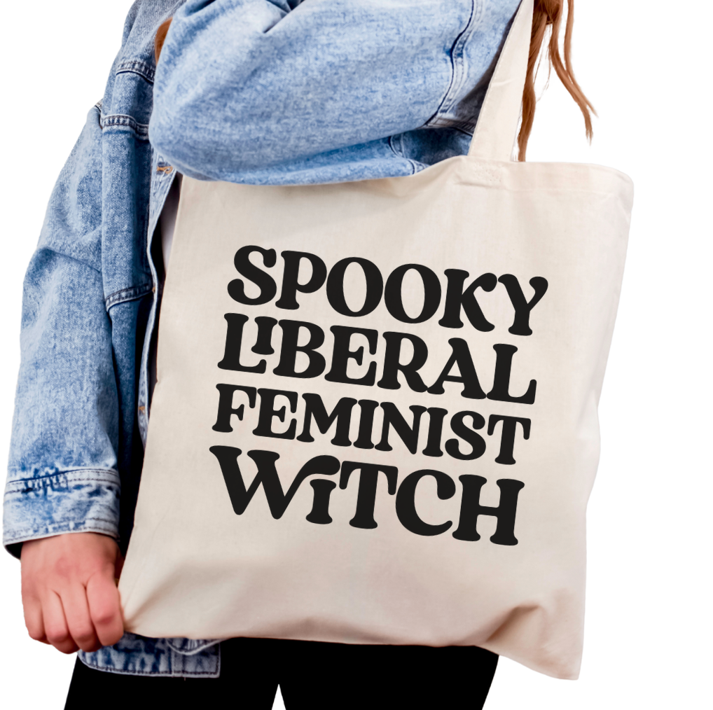 Spooky Liberal Feminist Witch Tote Bag